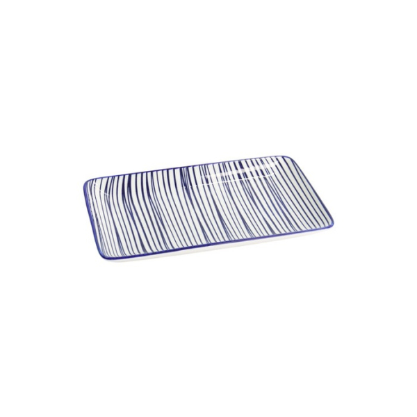 Sushi-Platte Nippon Blue Lines Blau/Weiß, Porzellan, 21 × 13,5 cm, Art.-Nr. 15986