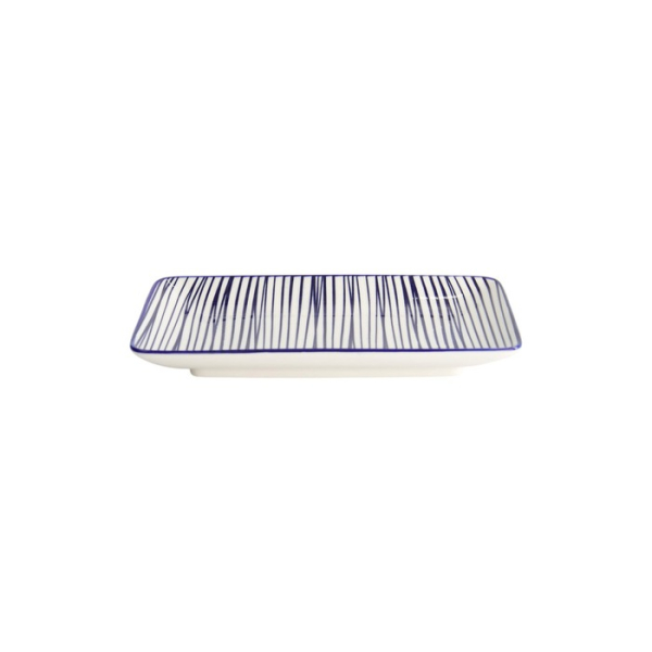 Sushi-Platte Nippon Blue Lines Blau/Weiß, Porzellan, 21 × 13,5 cm, Art.-Nr. 15986
