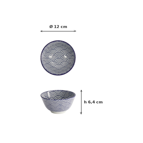 Reisschale Nippon Blue Waves Blau/Weiß, Porzellan, Ø 12 × 6,4 cm, 300 ml, Art.-Nr. 16000