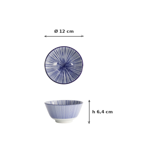 Rice Bowl Nippon Blue Lines Blue/White, Porcelain, Ø 12 × 6.4 cm, 300 ml, Item No. 16003