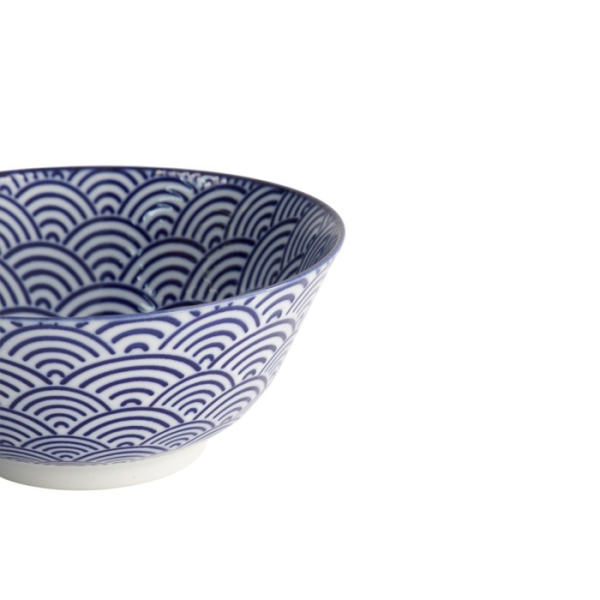 Tayo Bowl Nippon Blue Waves Blue/White, Porcelain, Ø 15.2 × 6.7 cm, 500 ml, Item No. 16006