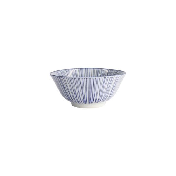 Tayo Bowl Nippon Blue Lines Blue/White, Porcelain, Ø 15.2 × 6.7 cm, 500 ml, Item No. 16009