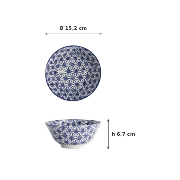 Tayo Bowl Nippon Blue Stars Blue/White, Porcelain, Ø 15.2 × 6.7 cm, 500 ml, Item No. 16011