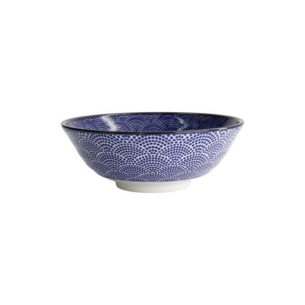 Ramen Bowl Soba Nippon Blue Dots Blue/White, Porcelain, Ø 21 × 7.8 cm, 1 l, Item No. 16013