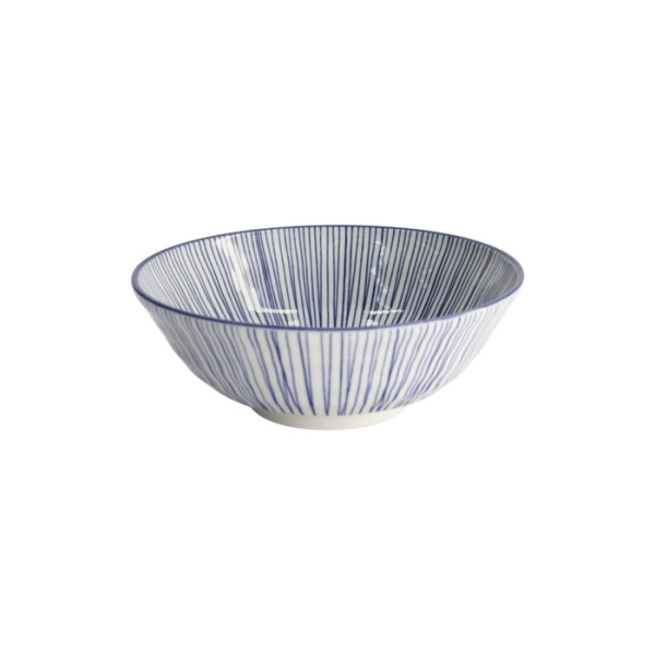 Ramen Bowl Nippon Blue Lines Blue/White, Porcelain, Ø 21 × 7.8 cm, 1 l, Item No. 16015