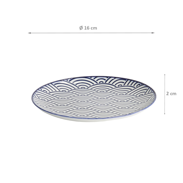 TDS, Plate, Nippon Blue, Waves, Ø 16 x 2 cm - Item No. 16018