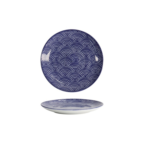 Tokyo Design Studio Plate Nippon Blue Dots Blue/White, Porcelain, Ø 16 × 2 cm