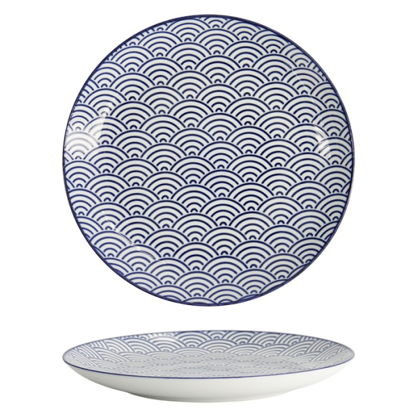 Tokyo Design Studio Teller Nippon Blue Waves Blau/Weiß, Porzellan, Ø 25,7 × 3 cm