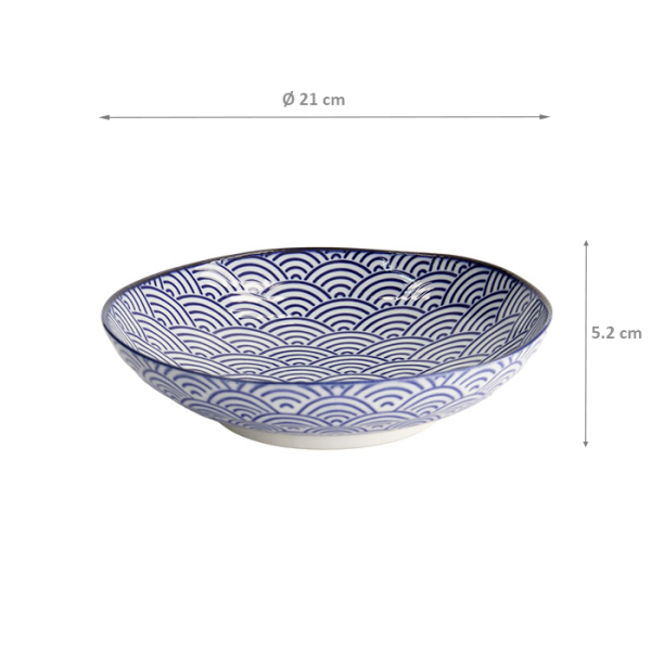 TDS, Pasta Plate, Nippon Blue, Waves, Ø 21 x 5.2 cm - Item No. 16027