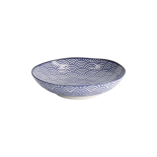 Pastateller Nippon Blue Waves Blau/Weiß, Porzellan, Ø 21 × 5,2 cm, Art.-Nr. 16027