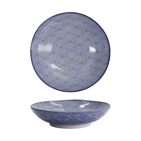 Tokyo Design Studio Pastateller Nippon Blue Dots Blau/Weiß, Porzellan, Ø 21 × 5,2 cm