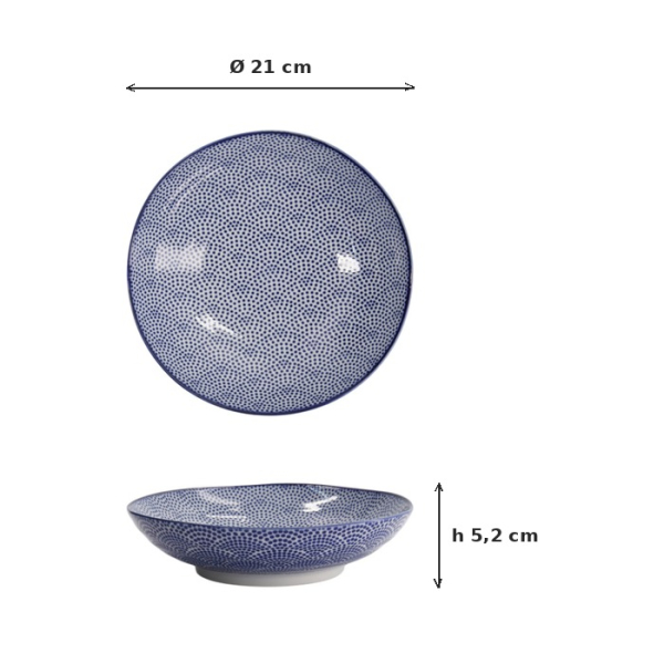 Pastateller Nippon Blue Dots Blau/Weiß, Porzellan, Ø 21 × 5,2 cm, Art.-Nr. 16028
