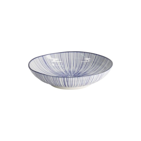 Pastateller Nippon Blue Lines Blau/Weiß, Porzellan, Ø 21 × 5,2 cm, Art.-Nr. 16030