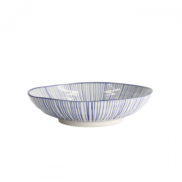 TDS, Pasta Plate, Nippon Blue, Lines, Ø 21 x 5.2 cm - Item No. 16030