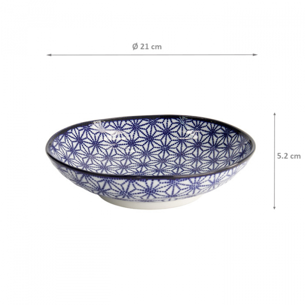 TDS, Pasta Plate, Nippon Blue, Stars, Ø 21 x 5.2 cm - Item No. 16032