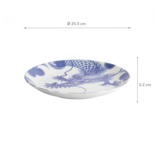 TDS, Plate, Dragon, Blue, Ø 25,3 x 3.5 cm - Item No. 16115