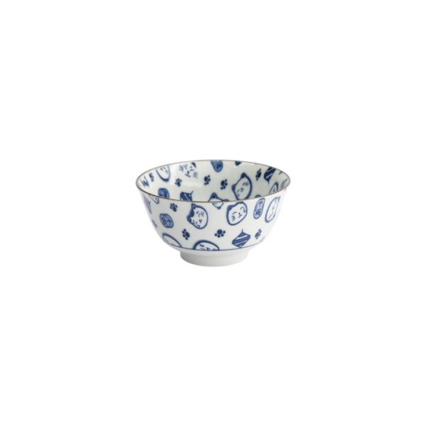Schale Kawaii Lucky Cat Neko Blau (Weiß/Blau), Porzellan, Ø 12,7 × 6,8 cm, 300 ml, Art.-Nr. 16121