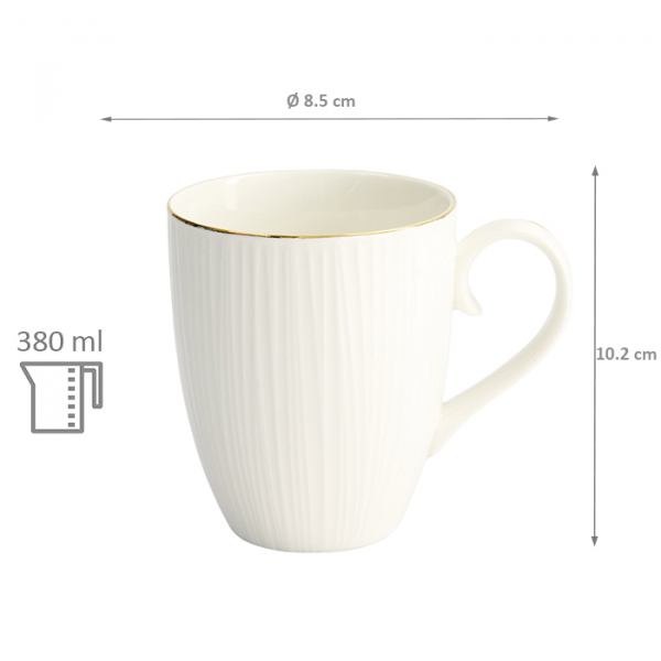 TDS, Mug, Nippon White, Lines, Ø 8.5 x 10.2 cm 380 ml, Item No. 16435