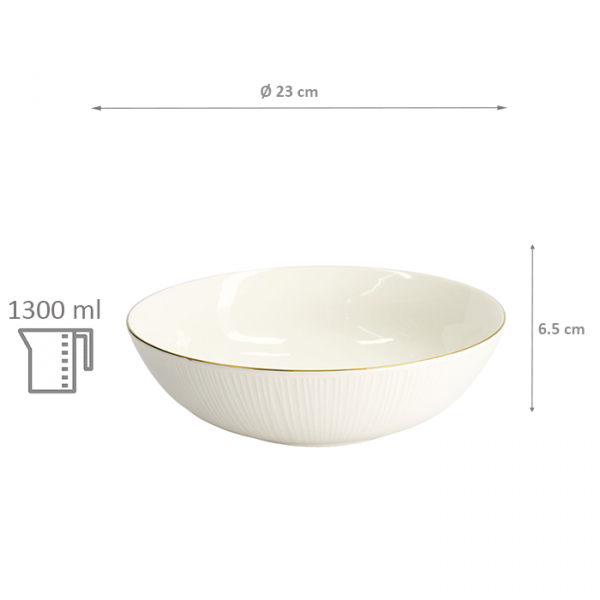 TDS, Bowl, Nippon White, Lines, Ø 23 x 6.5 cm 1300 ml- Item No. 16455