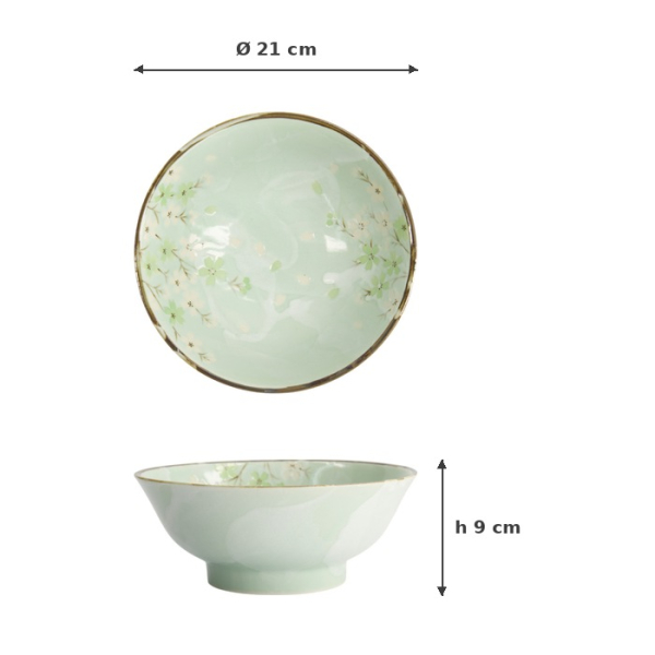Noodle Bowl Green Cosmos, Stoneware, Ø 21 × 9 cm, 1.3 l, Item No. 16504