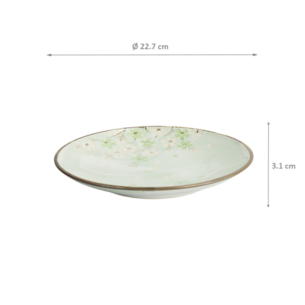 TDS, Plate, Green Cosmos, Ø 22.5x3cm, Item No. 16509