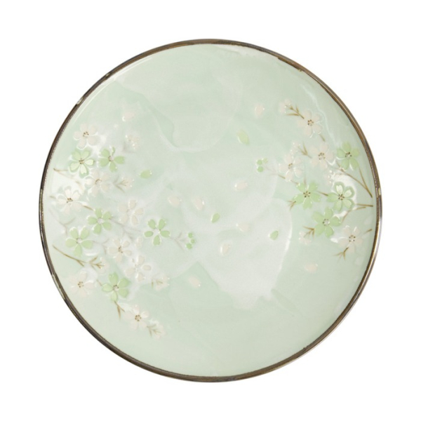 Plate Green Cosmos, Stoneware, Ø 28.5 × 3.5 cm, Item No. 16510