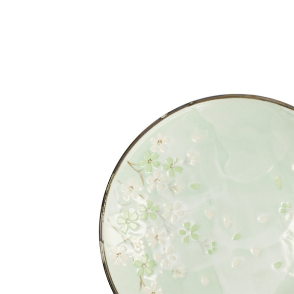 Plate Green Cosmos, Stoneware, Ø 28.5 × 3.5 cm, Item No. 16510