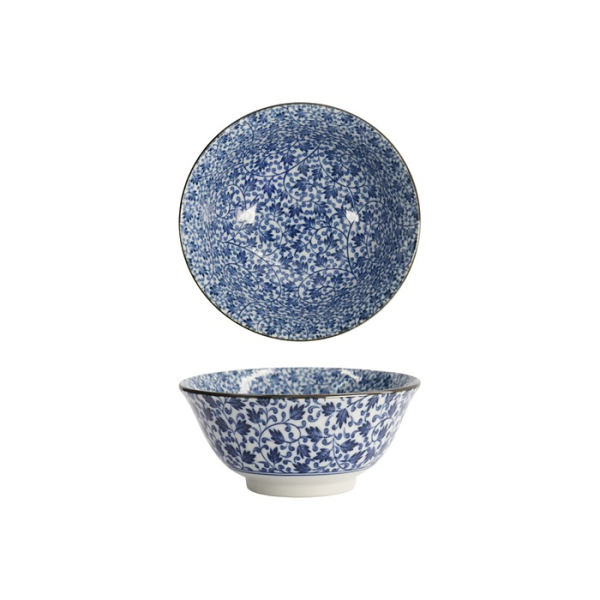 Tokyo Design Studio Bowl, Hana Blue Mixed Bowls, Ø 14.8 x 6.8 cm 550 ml, Karakusa