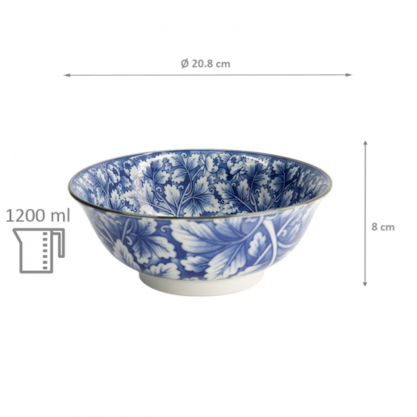 TDS, Ramen Bowl, Hana Blue Mixed Bowls, Ø 20.8 x 8 cm 1200 ml, Dami Botan - Item No. 16538