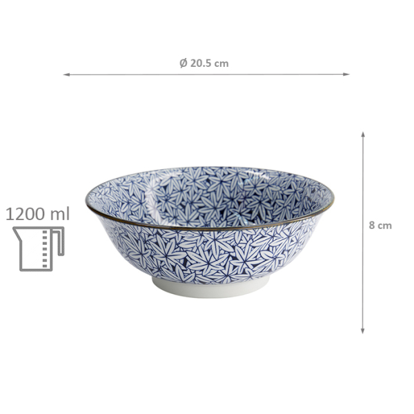 TDS, Ramen Bowl, Hana Blue Mixed Bowls, Ø 20.5 x 8 cm 1200 ml, Momiji Maple - Item No. 16540