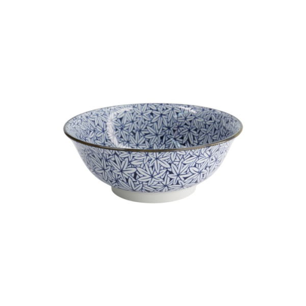 Ramen Bowl Hana Blue Mixed Bowls Momiji Maple White/Blue, Porcelain, Ø 20.5 × 8 cm, 1.2 l, Item No. 16540