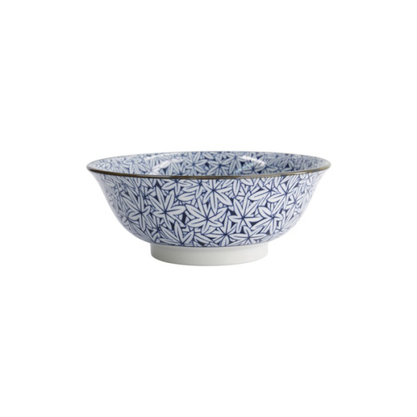 Ramen Bowl Hana Blue Mixed Bowls Momiji Maple White/Blue, Porcelain, Ø 20.5 × 8 cm, 1.2 l, Item No. 16540