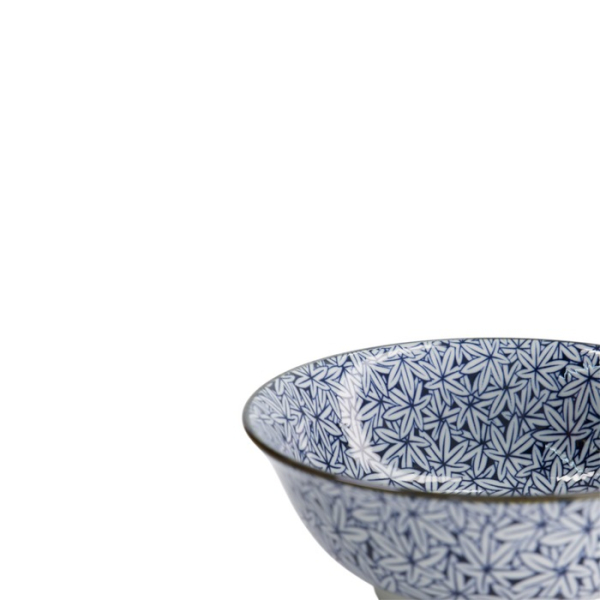 Ramen Bowl Hana Blue Mixed Bowls Momiji Maple White/Blue, Porcelain, Ø 20.5 × 8 cm, 1.2 l, Item No. 16540