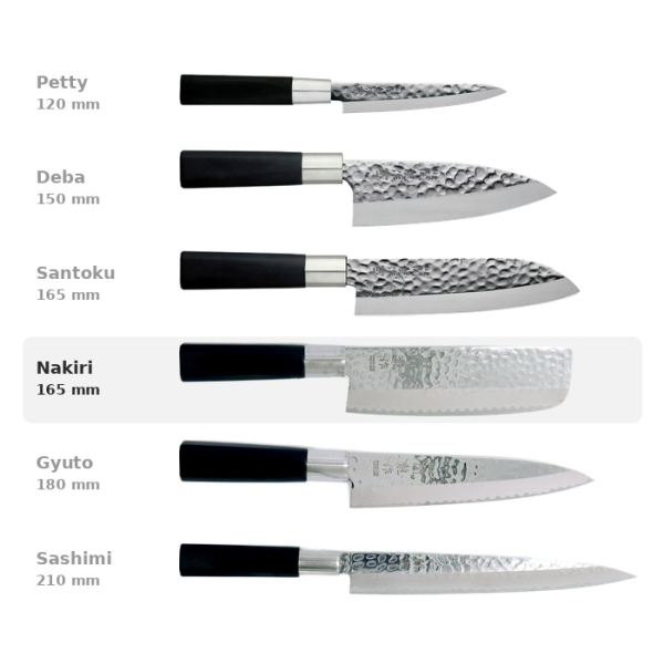 Nakiri Knife (Vegetable Knife) Hammered Style, Stainless Steel, Blade 16.5 cm, Item No. 16601