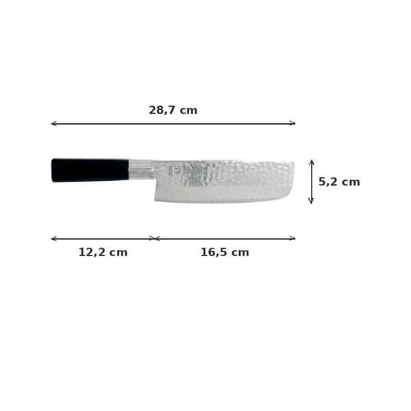 Nakiri Knife (Vegetable Knife) Hammered Style, Stainless Steel, Blade 16.5 cm, Item No. 16601