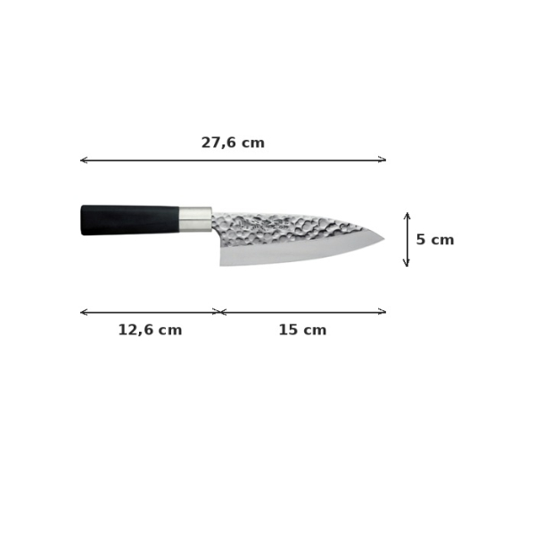 Deba Knife (Carving Knife) Hammered Style, Stainless Steel, Blade 15 cm, Item No. 16602