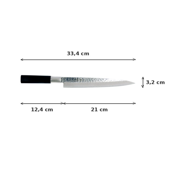 Sashimi Knife (Filleting Knife) Hammered Style, Stainless Steel, Blade 21 cm, Item No. 16603