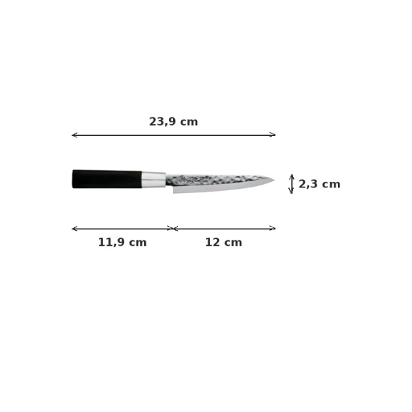 Petty Knife (Vegetable Knife) Hammered Style, Stainless Steel, Blade 12 cm, Item No. 16605
