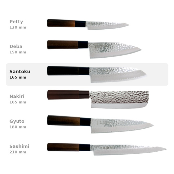 Santoku Knife (All-Purpose Knife) Hammered Style, Stainless Steel, Blade 16.5 cm, Item No. 16606