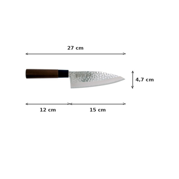 Deba Knife (Carving Knife) Hammered Style, Stainless Steel, Blade 15 cm, Item No. 16608