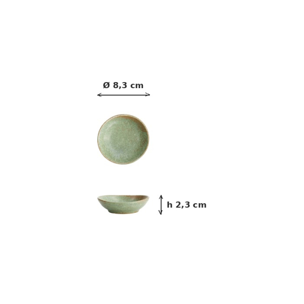 Oval Sauce Dish Vert Sauge Green, Stoneware, 8.3 × 2.3 cm, Item No. 16662
