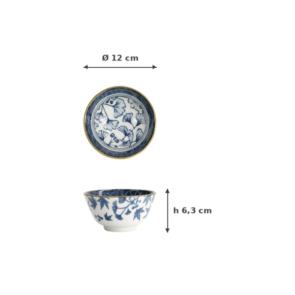 TDS, Schale Flora Japonica Ginkgo Blau/Weiß, Porzellan, Ø 12 × 6,3 cm, 300 ml, Art.-Nr. 16696