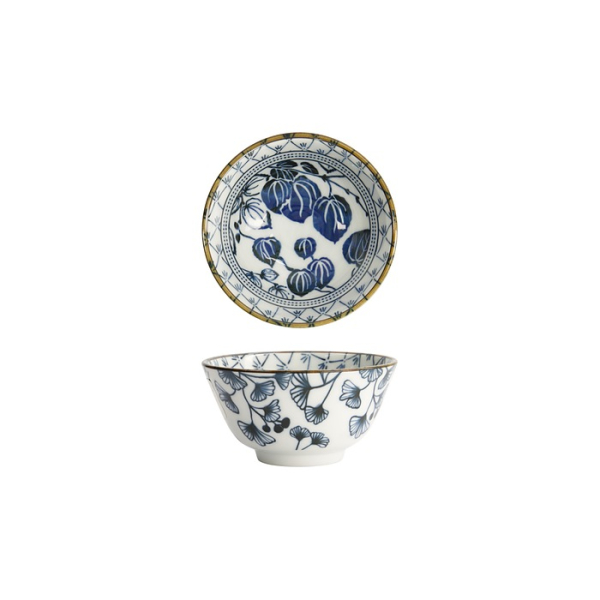 Tokyo Design Studio Schale Flora Japonica Ivy Blau/Weiß, Porzellan, Ø 12 × 6,3 cm, 300 ml