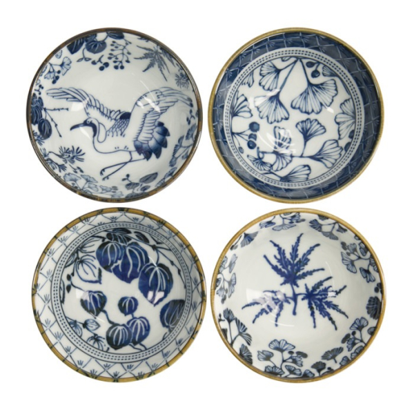 Bowl Set Flora Japonica Blue/White, Porcelain, Ø 12 × 6.3 cm, 300 ml, Item No. 16700