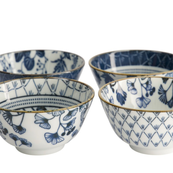 Bowl Set Flora Japonica Blue/White, Porcelain, Ø 12 × 6.3 cm, 300 ml, Item No. 16700