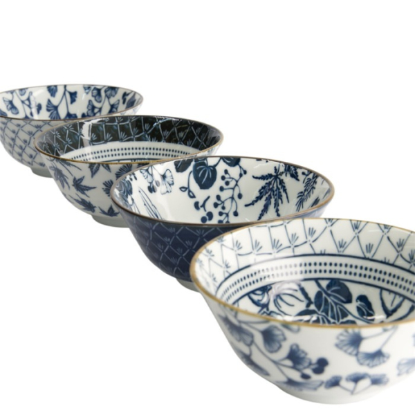 Bowl Set Flora Japonica Blue/White, Porcelain, Ø 14.8 × 7 cm, 500 ml, Item No. 16705