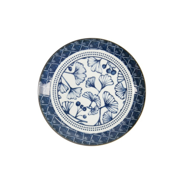 Plate Flora Japonica Ginkgo Blue/White, Porcelain, Ø 20.6 × 2.2 cm, Item No. 16716