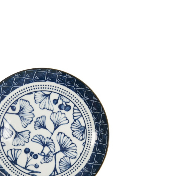 Plate Flora Japonica Ginkgo Blue/White, Porcelain, Ø 20.6 × 2.2 cm, Item No. 16716