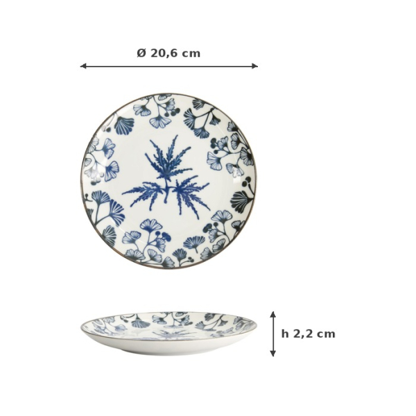 Plate Flora Japonica Maple Blue/White, Porcelain, Ø 20.6 × 2.2 cm, Item No. 16717