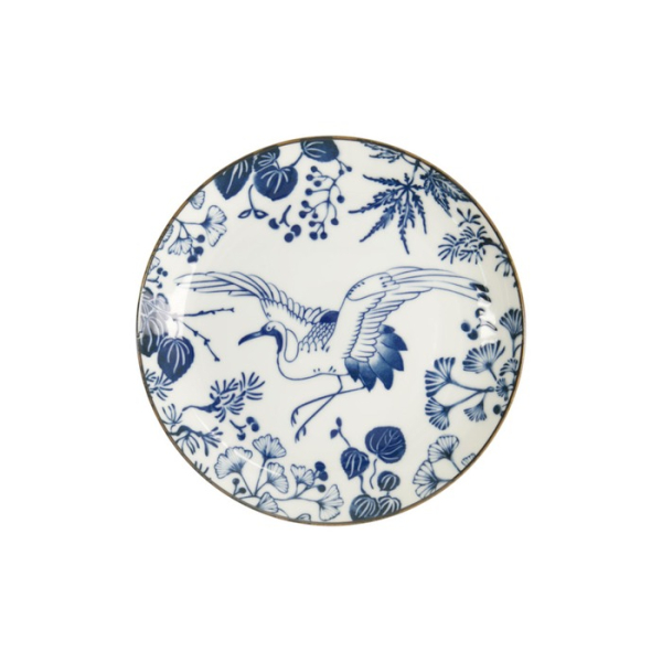 Plate Flora Japonica Crane Blue/White, Porcelain, Ø 20.6 × 2.2 cm, Item No. 16718
